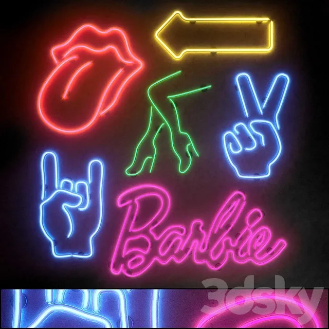 Light modules. Set 23. Neon 3DModel