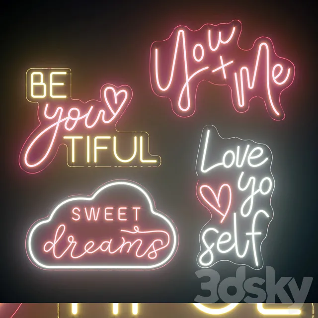 Light modules Set 252 Neon 3D Model Light modules Set 252 Neon 3D Model