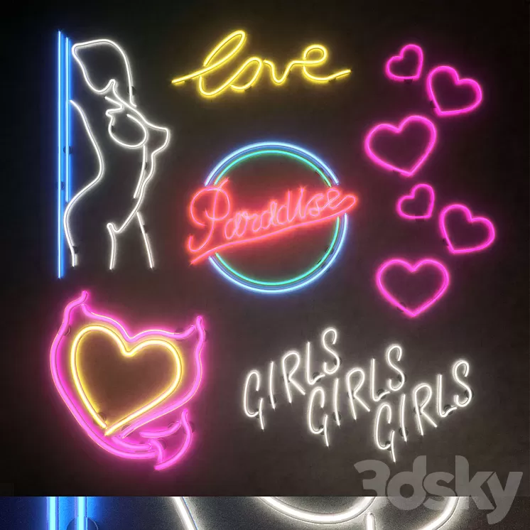 Light modules. Set 34. Neon 3D Model Light modules. Set 34. Neon 3D Model