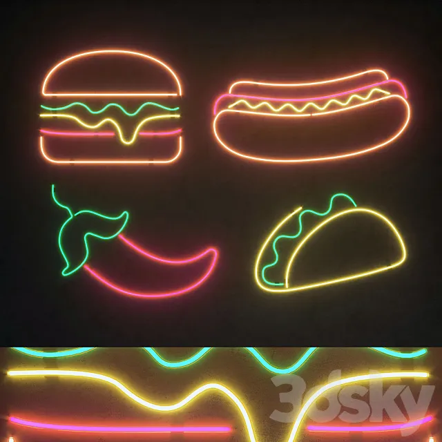 Light modules Set 61 Neon 3D Model