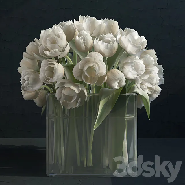 light yellow tulips 3D Model