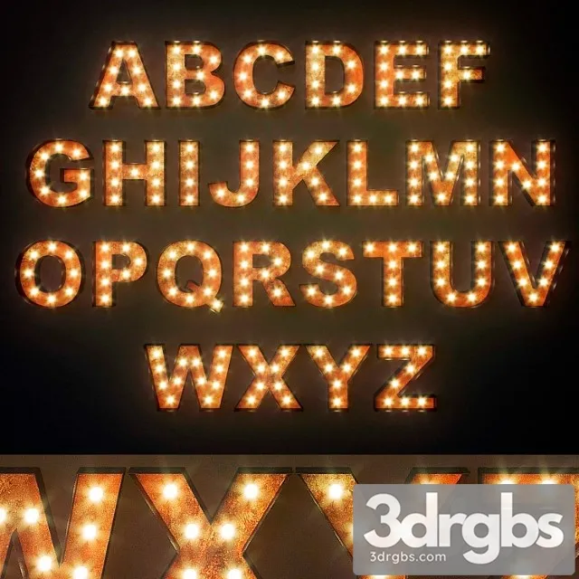 Lighted Metal Sign Set 12 Alphabet 3D Model Download