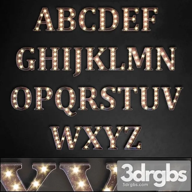 Lighted metal sign. set 13. alphabet 3D Model Download