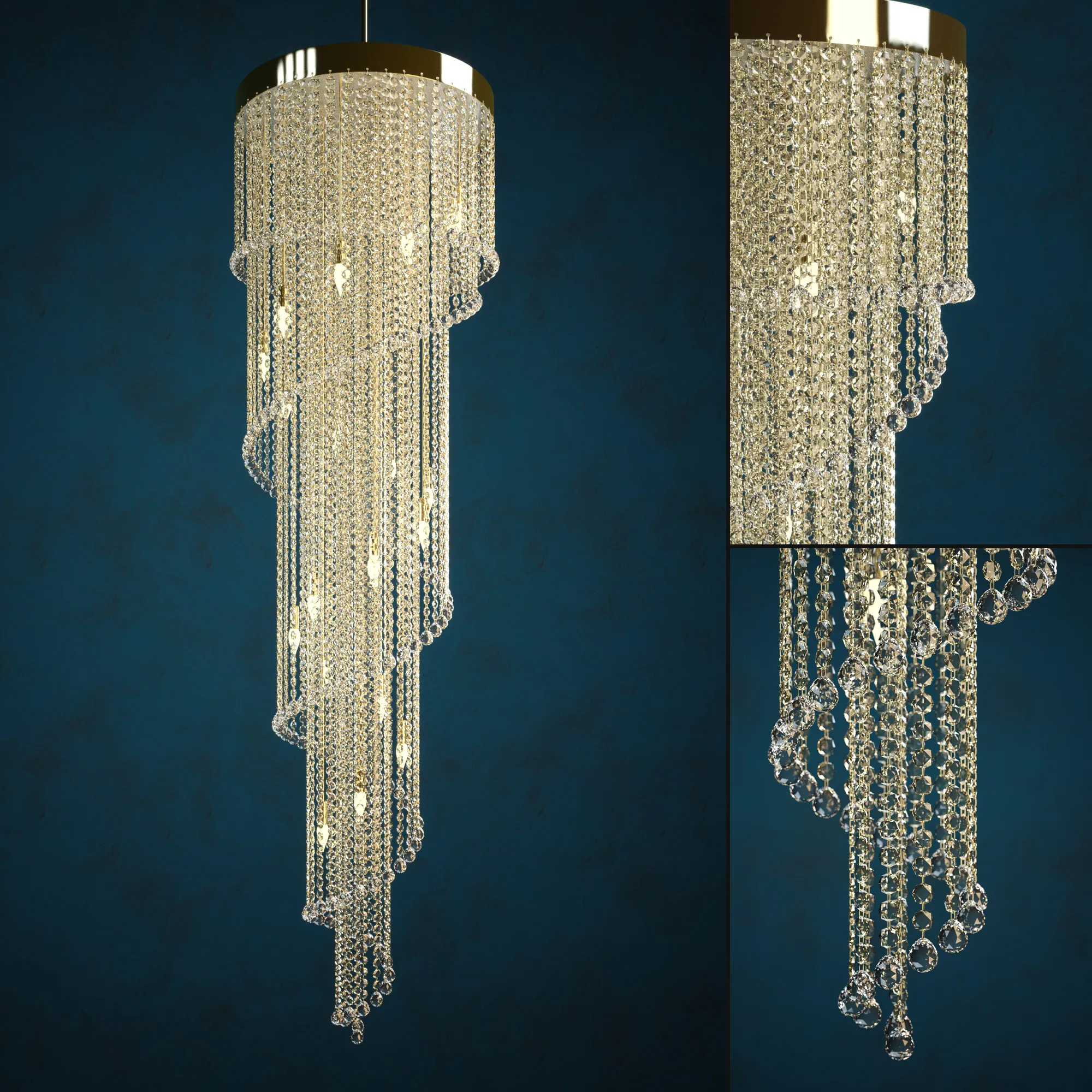 lighting – Art glass chandelier 02 3D Model