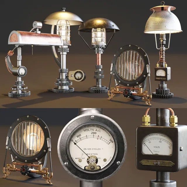 lighting – Ave Machine brothers lamps set 3D Model