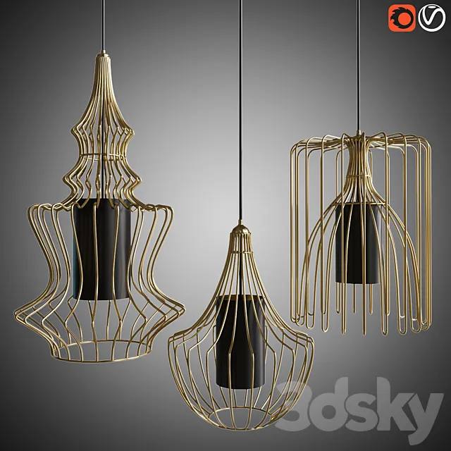Lighting Cage Doree ROCHE BOBOIS 3D Model Lighting Cage Doree ROCHE BOBOIS 3D Model