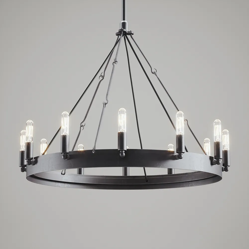 lighting – Camino Vintage Candelabra Filament round chandelier IRON 3D Model