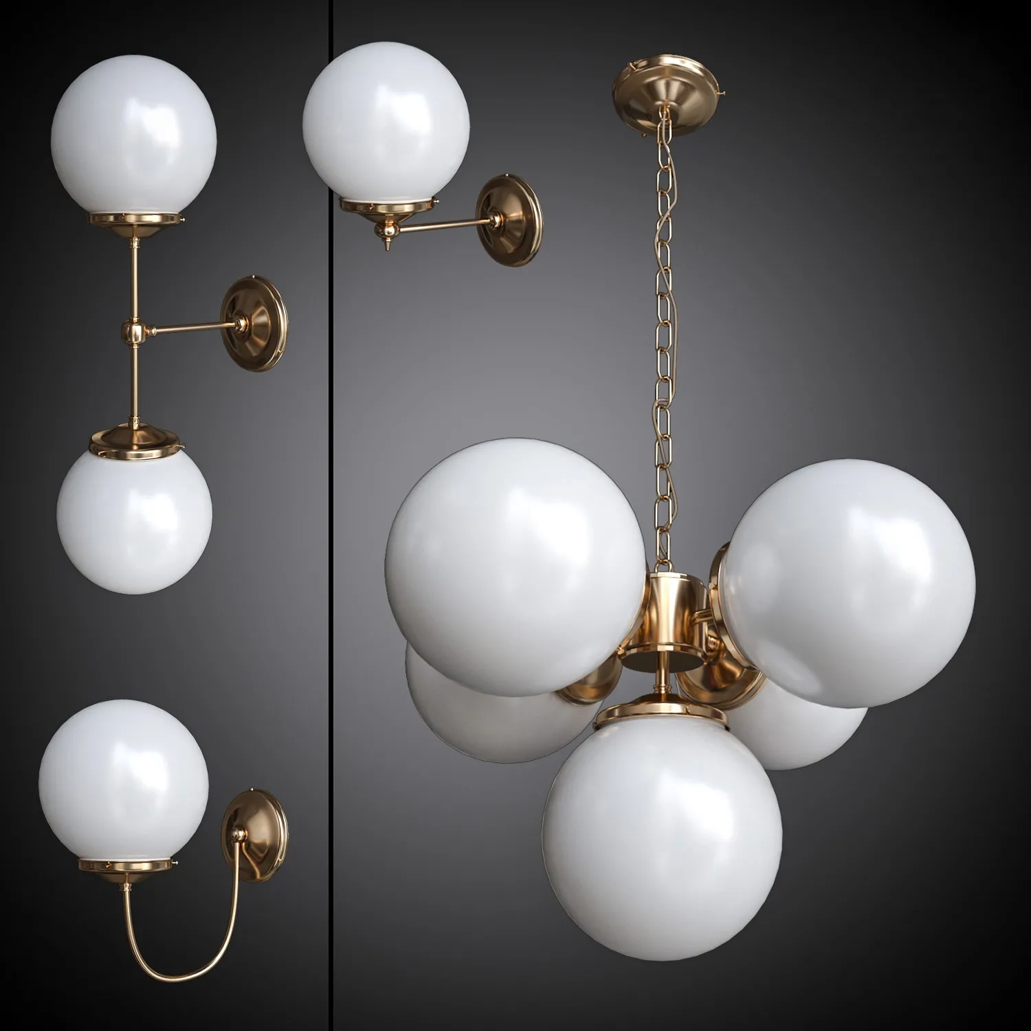 lighting – Chandelier and sconce set Mullan 3D Model lighting – Chandelier and sconce set Mullan 3D Model