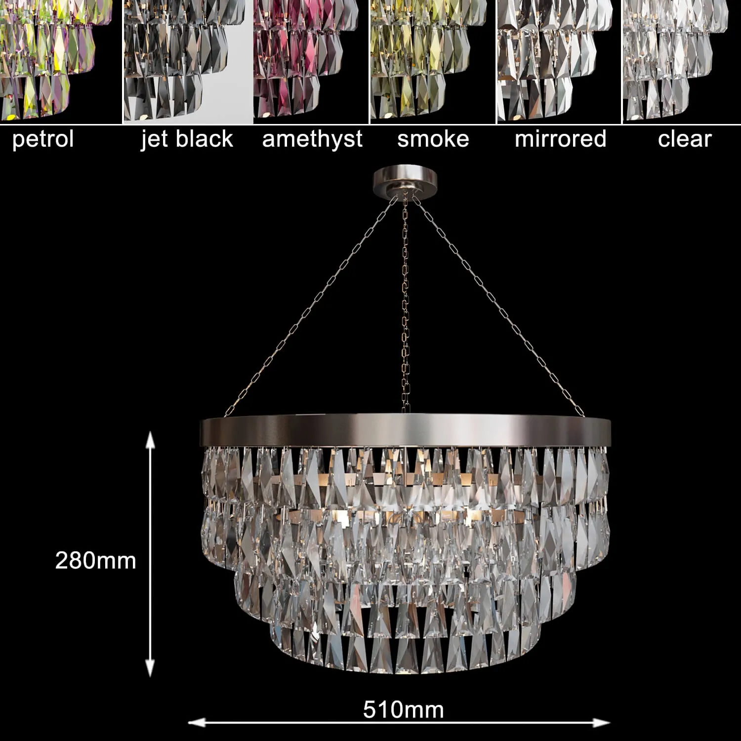 lighting – Chandelier Shallow with Crystal 510mm 3D Model lighting – Chandelier Shallow with Crystal 510mm 3D Model
