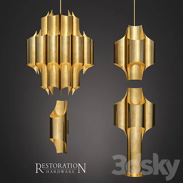 Lighting Collection Cathedral brass Restoration Hardware 3D Model Lighting Collection Cathedral brass Restoration Hardware 3D Model