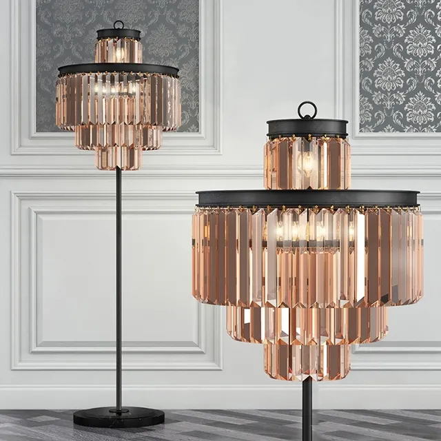 lighting – Glass  floor lamp  4 rings 3D Model