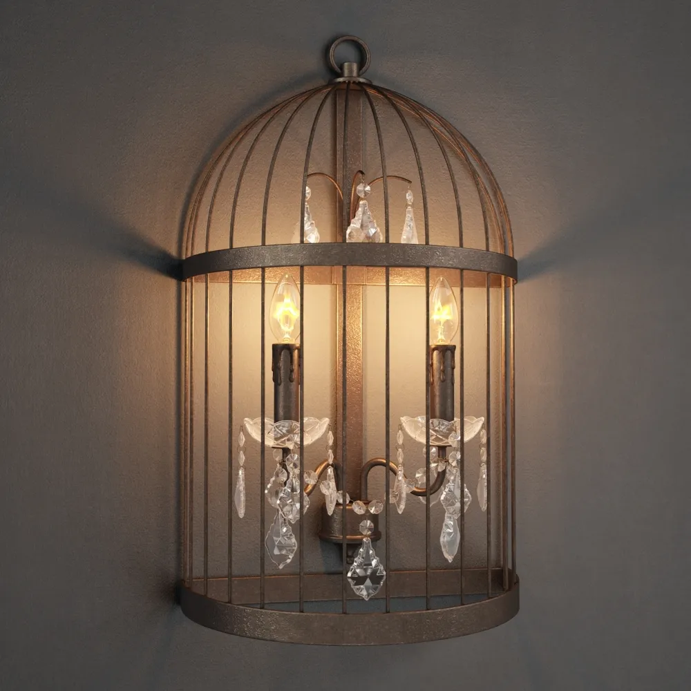 lighting – Gramercy Home – Birdcage crystal sconce SN 008-2-ABG 3D Model lighting – Gramercy Home – Birdcage crystal sconce SN 008-2-ABG 3D Model