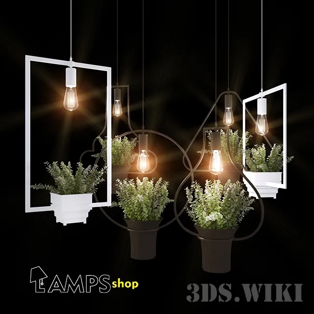 lighting – Hangers with plants 3D Model lighting – Hangers with plants 3D Model
