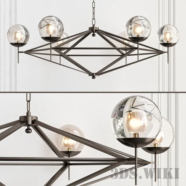 lighting – Modern Pyramid Glass Globes Chandelier 3D Model
