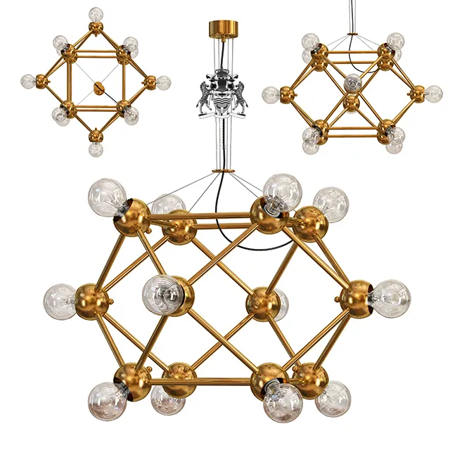 lighting – Molecule gold chandelier 12 3D Model lighting – Molecule gold chandelier 12 3D Model