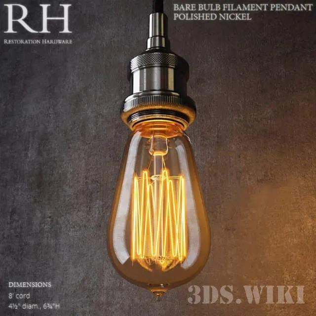 lighting – Restoration Hardware Bare Bulb Filament pendant 3D Model lighting – Restoration Hardware Bare Bulb Filament pendant 3D Model