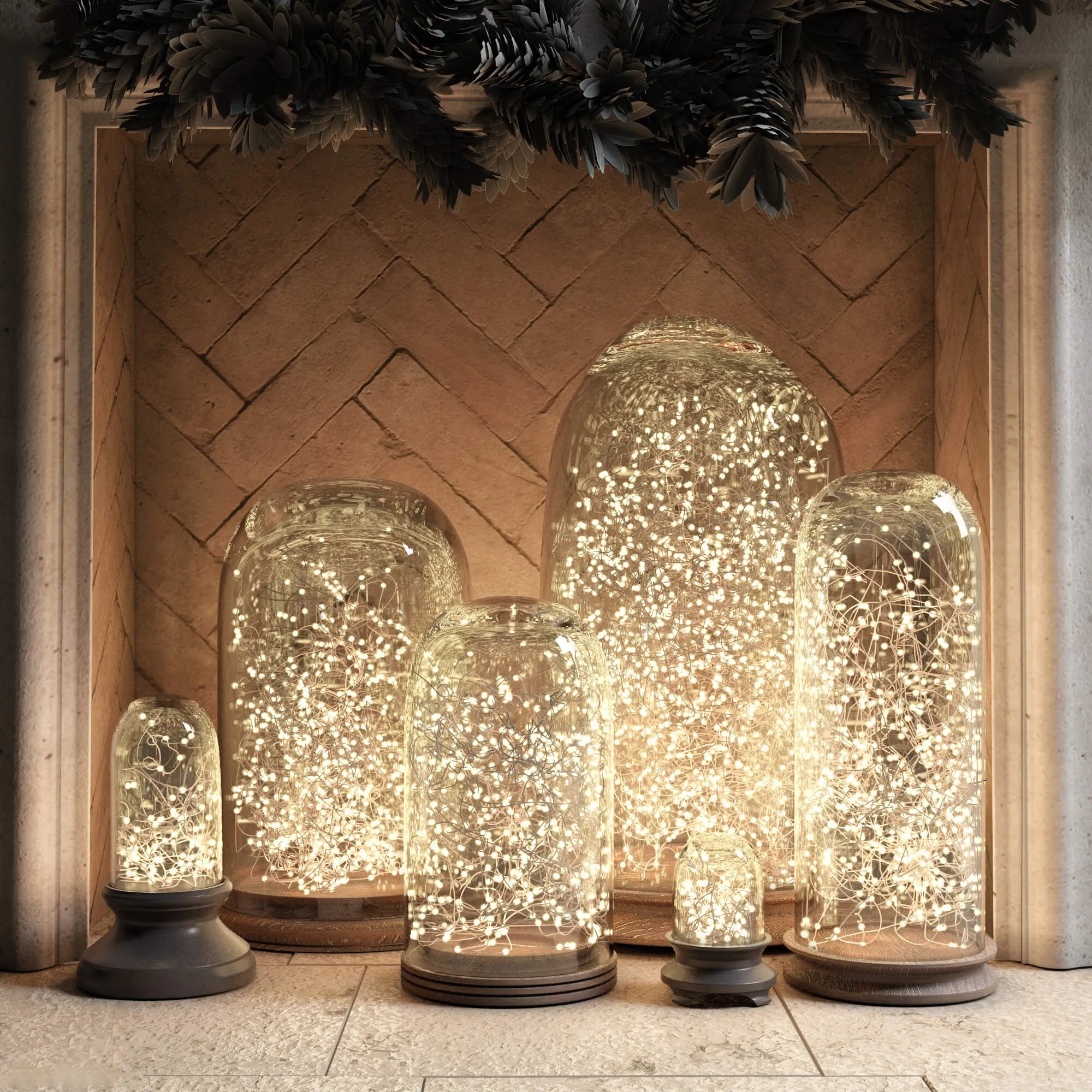 lighting – RH French glass cloche and starry string lights 3D Model