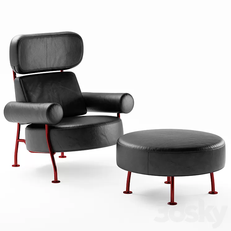 Ligne Roset Astair armchair and puff 3D Model Ligne Roset Astair armchair and puff 3D Model