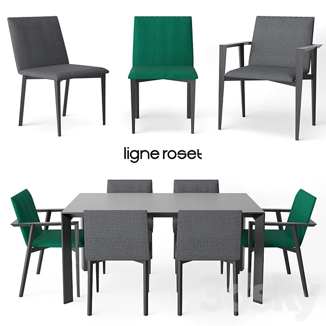 Ligne Roset Mogador chair | Frost table 3D Model Ligne Roset Mogador chair | Frost table 3D Model
