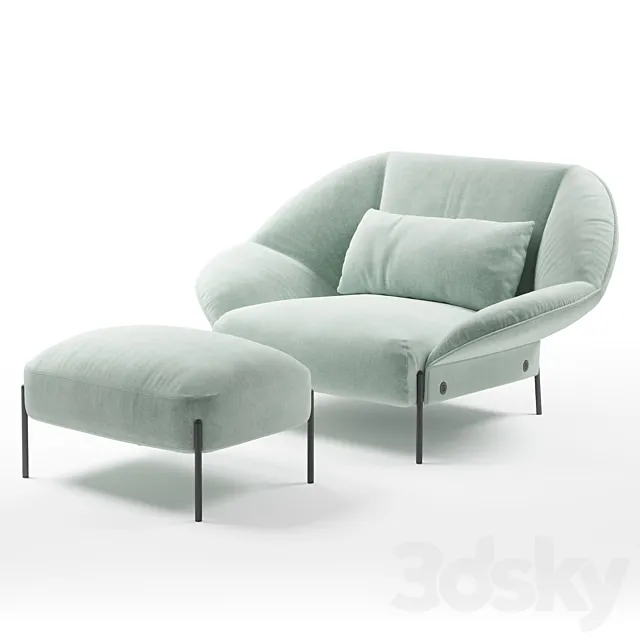 Ligne Roset Paipai armchair. footstool 3DModel Ligne Roset Paipai armchair. footstool 3DModel