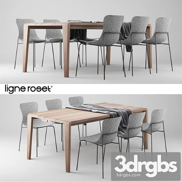 Ligne Roset Spirit Of Forest Table and Ettoriano Chair 3D Model Download