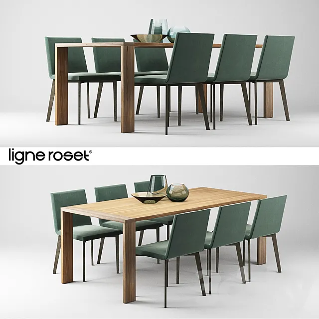Ligne Roset Table Allen and Chair Mogador 3D Model Ligne Roset Table Allen and Chair Mogador 3D Model
