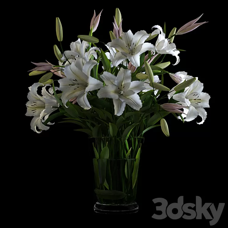 Lilies in a Vase 3D Model Lilies in a Vase 3D Model