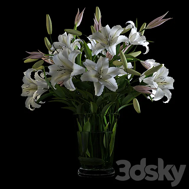 Lilies in a Vase 3D Model Lilies in a Vase 3D Model