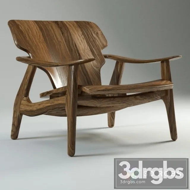Linbrasil Walnut Armchair 3D Model Download