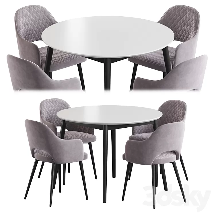Linda table Leman chair Dining set 3D Model Free Download