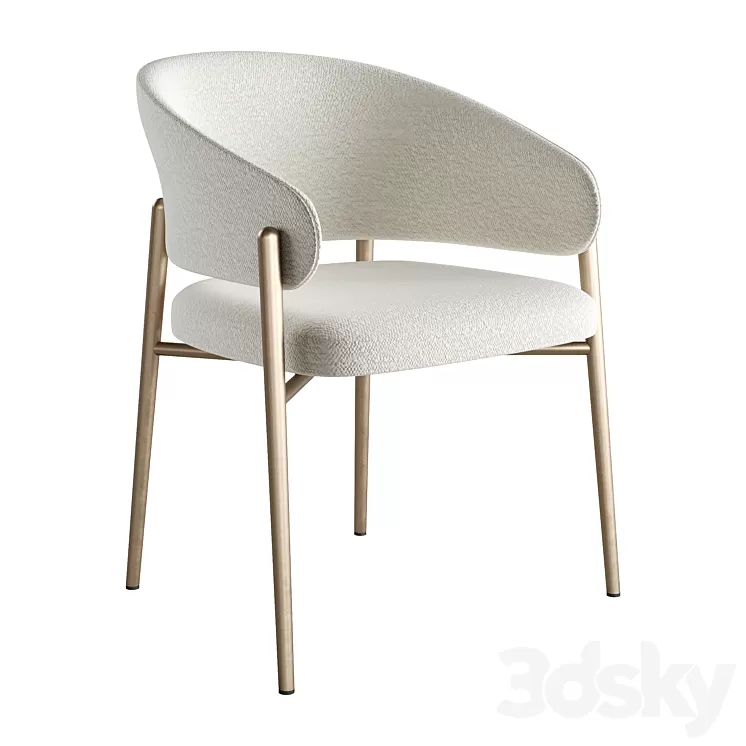 LINDA Upholstered Fabric Chair With Armrests by Marelli 3D Model Free Download