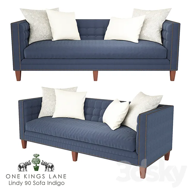 Lindy 90 Sofa Indigo 3DModel Lindy 90 Sofa Indigo 3DModel