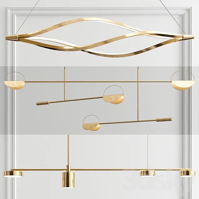 Linear Shape Pendants – 3 type 3D Model