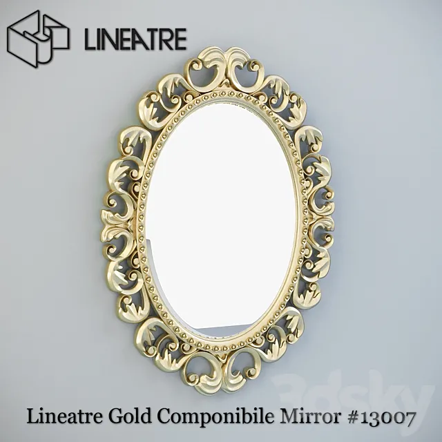 Lineatre Gold Componibile Mirror # 13007 3D Model Lineatre Gold Componibile Mirror # 13007 3D Model