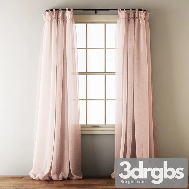 Linen balloon drapery curtains 3D Model Download
