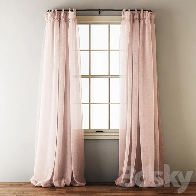 Linen Balloon Drapery Curtains 3DModel Linen Balloon Drapery Curtains 3DModel