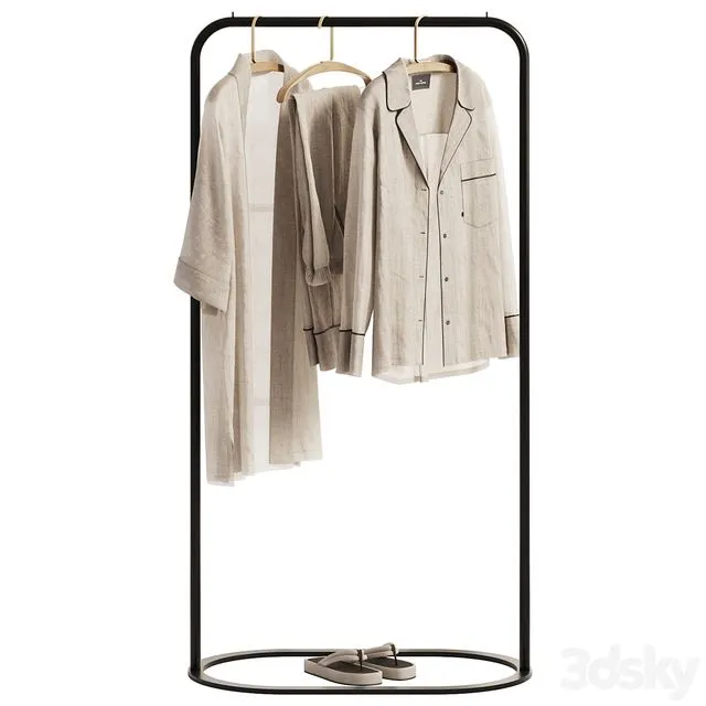 Linen Clothes on Rack 3D Model