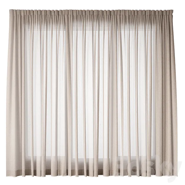Linen Curtains 01 3D Model