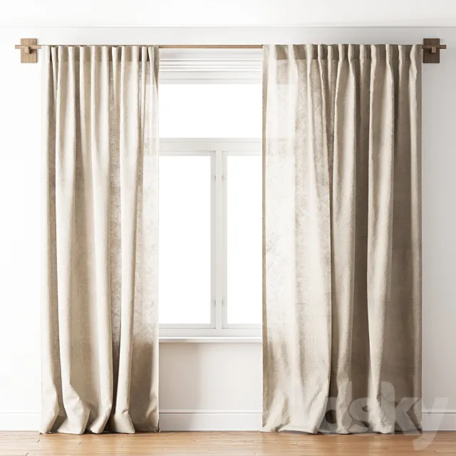 linen curtains 11 3D Model linen curtains 11 3D Model