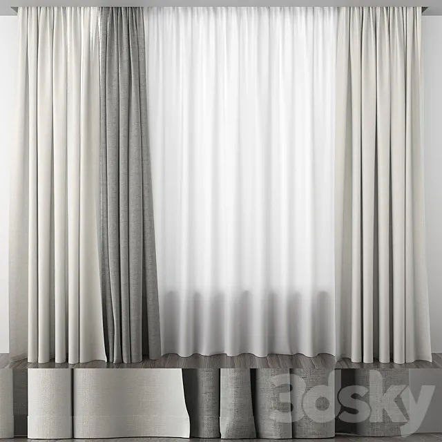 Linen curtains 3D Model Linen curtains 3D Model