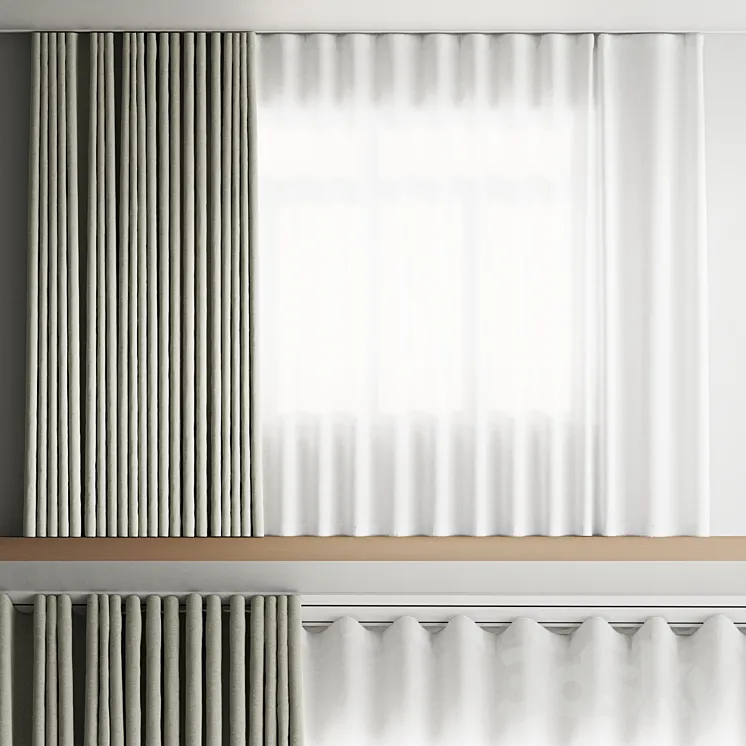 linen curtains 5 3D Model Free Download
