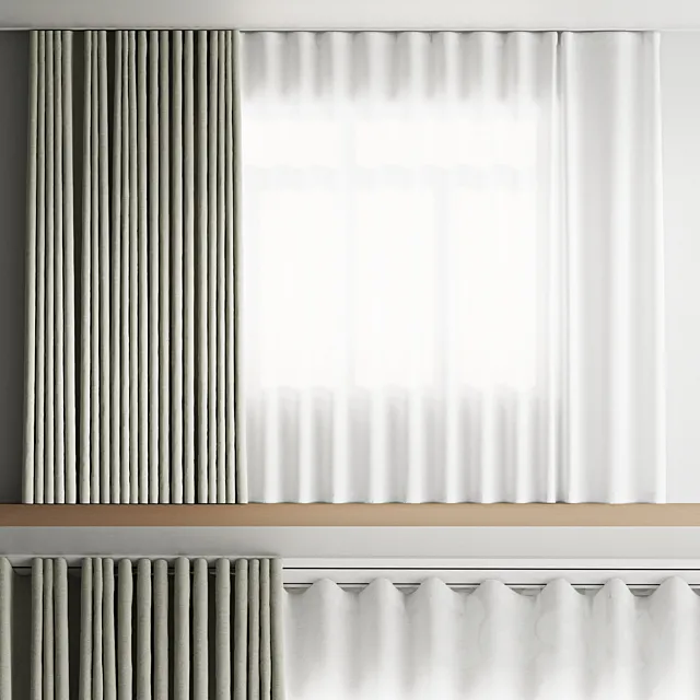 linen curtains 5 3D Model