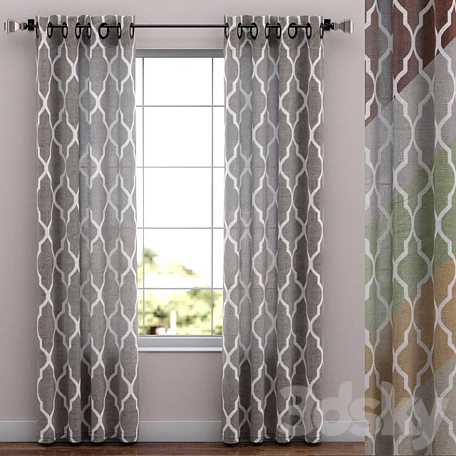 Linen curtains 52 “x 108” 6 colors 3D Model