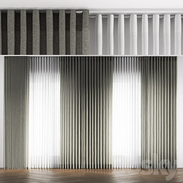 linen curtains 9 3D Model linen curtains 9 3D Model