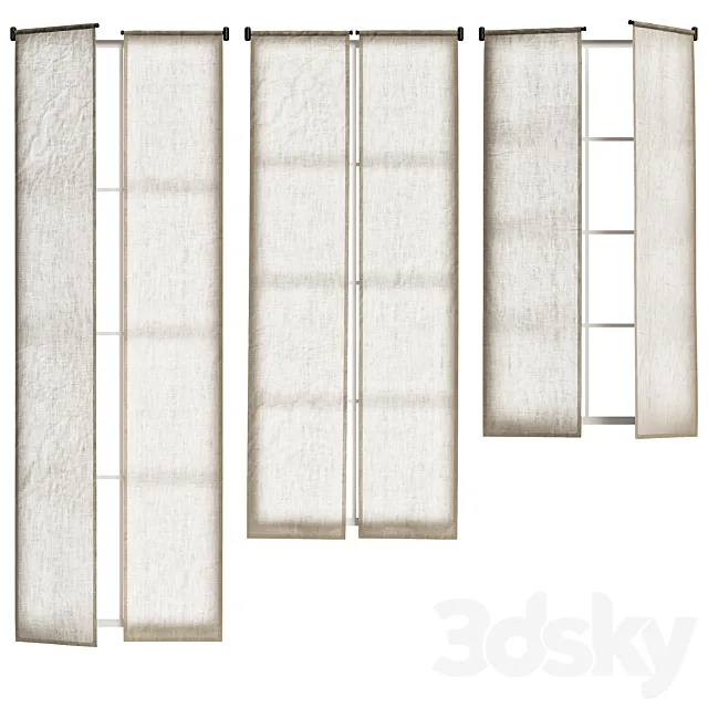Linen curtains on cornice with swing arm 3D Model Linen curtains on cornice with swing arm 3D Model