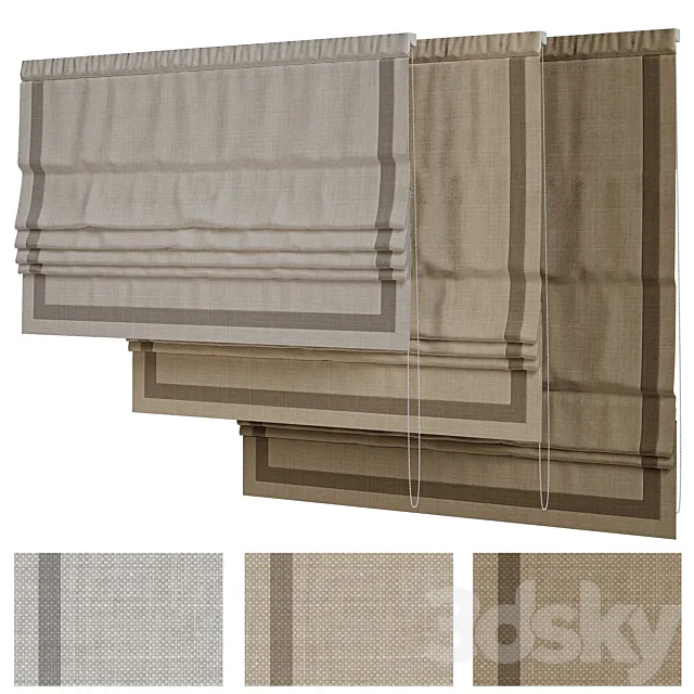 Linen Roman blind. 3D Model