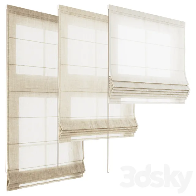 Linen Tulle Roman Shade 3D Model