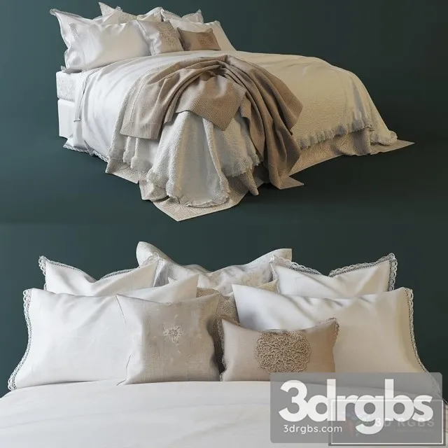 Linen Zara Home Bed 3D Model Download