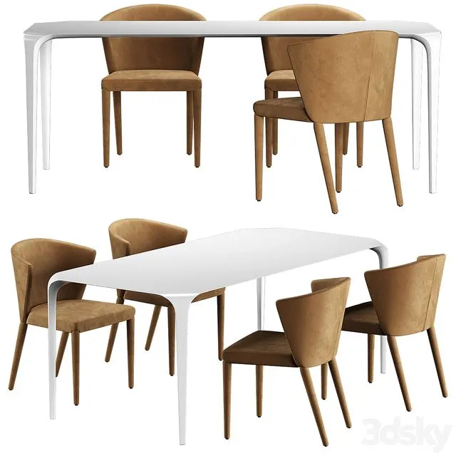 Link Table Chair Calligaris Amelie 3D Model