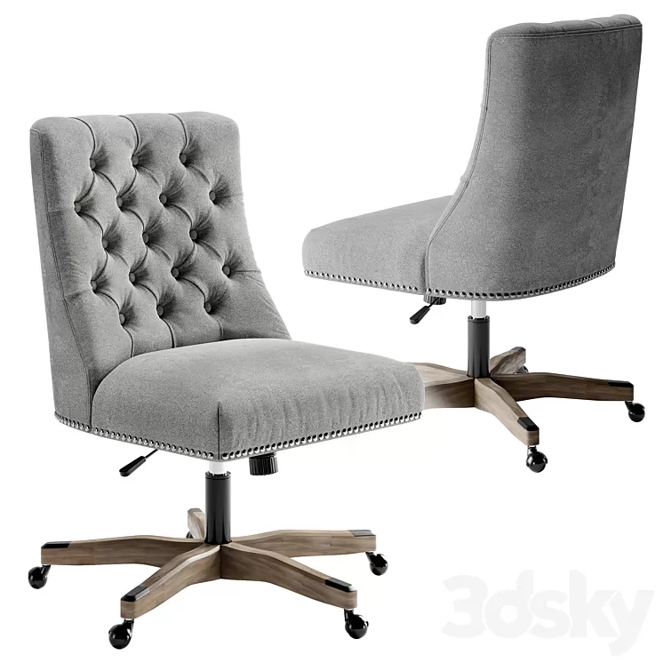 Linon Home Décor Honor Light Gray Office Chair Gray 3D Model Free Download